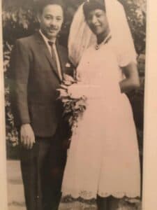 Enid and Vee on a wedding day